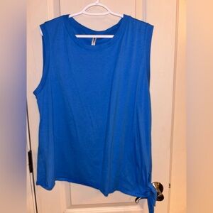 Fabletics Vibrant Blue Muscle Tee with Side Tie XXL